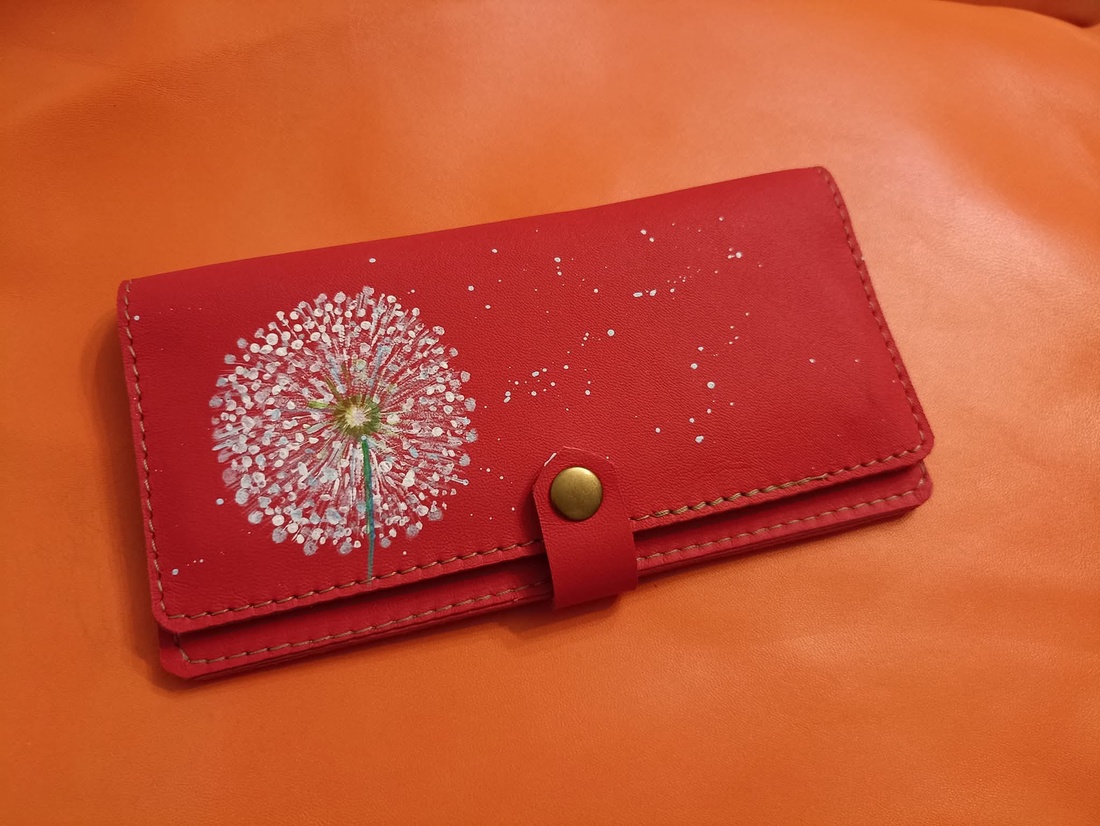 Portofel dama din piele naturala pictat sau gravat LASER - genți și portofele - portofele, huse, suporturi - portofele - portofele damă - Artynos.ro