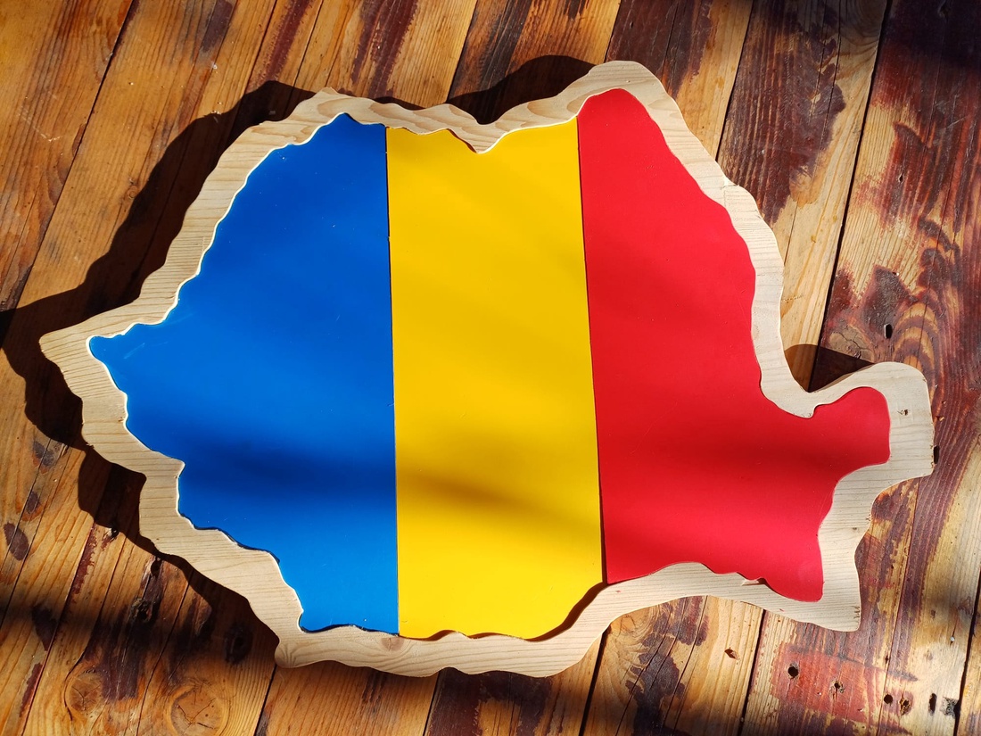Harta romaniei grezata si taiata CNC din lemn si plastic colorat - casă & stil de viață - decorațiuni de casă - decorațiuni de pereți - hărți perete - Artynos.ro