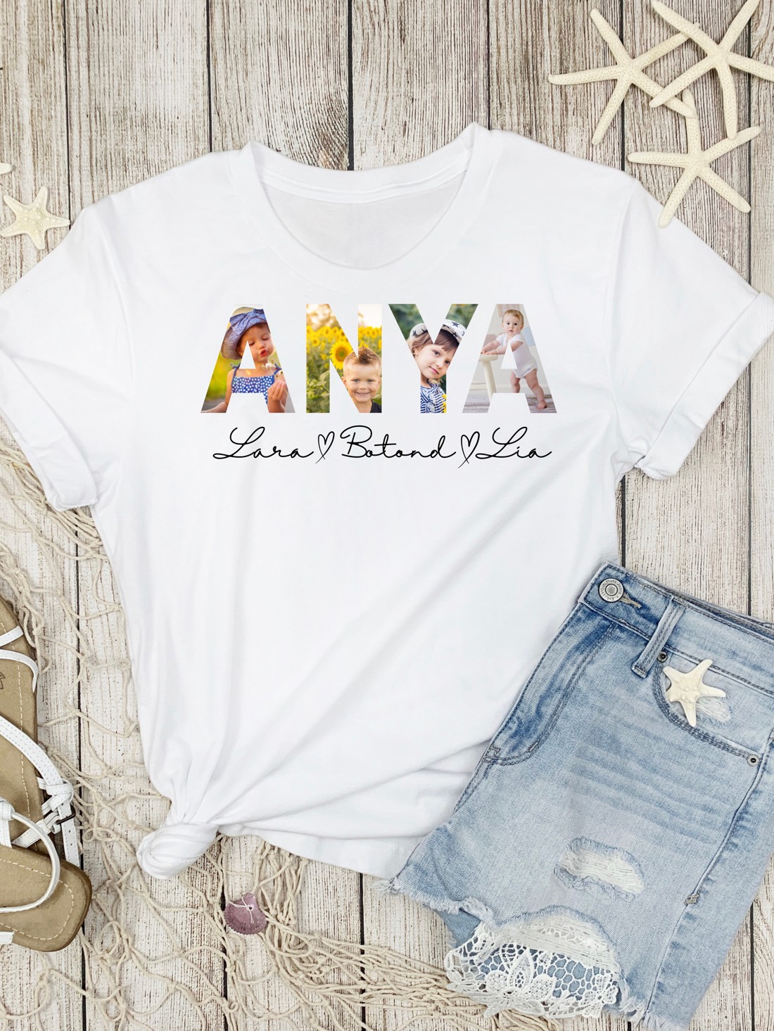 Scrisori din fotografii - Tricou ANYA cu litere - Cadou unic pentru mamă -  - Artynos.ro
