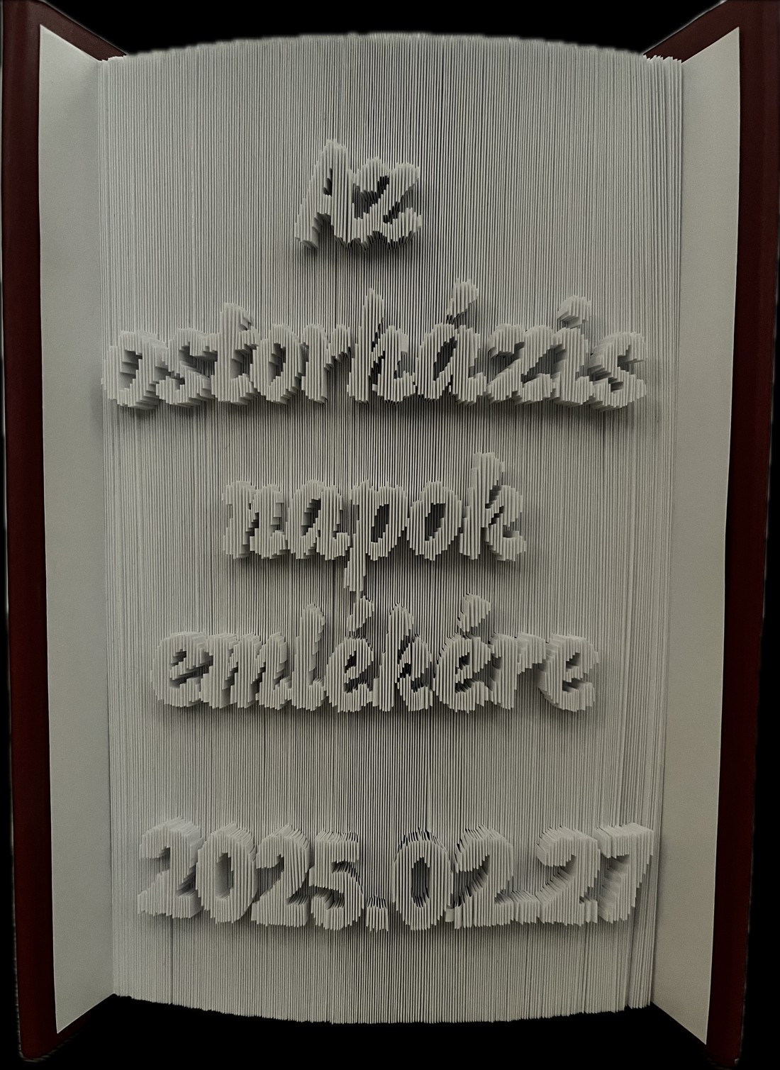 Sculptură de carte cu text unic - casă & stil de viață - accesorii pentru decorat casa - decorațiuni de masă și decorațiuni pentru rafturi  - sculptură de carte, carte pliată - Artynos.ro