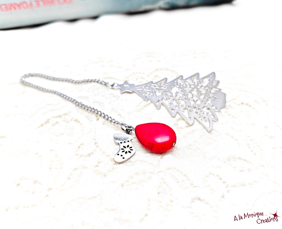 Semn de carte cu brad si howlite - cărți și creații cu tematică muzicală, cadouri - semn de carte - Artynos.ro