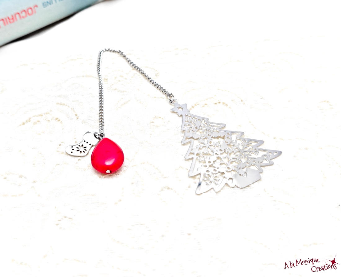 Semn de carte cu brad si howlite - cărți și creații cu tematică muzicală, cadouri - semn de carte - Artynos.ro