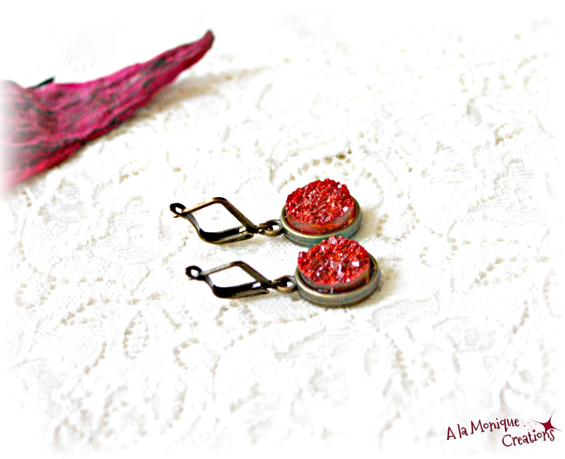 Cercei cu druzy portocaliu - bijuterii - cercei - cercei din argint - Artynos.ro