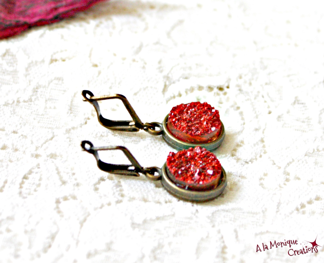 Cercei cu druzy portocaliu - bijuterii - cercei - cercei din argint - Artynos.ro