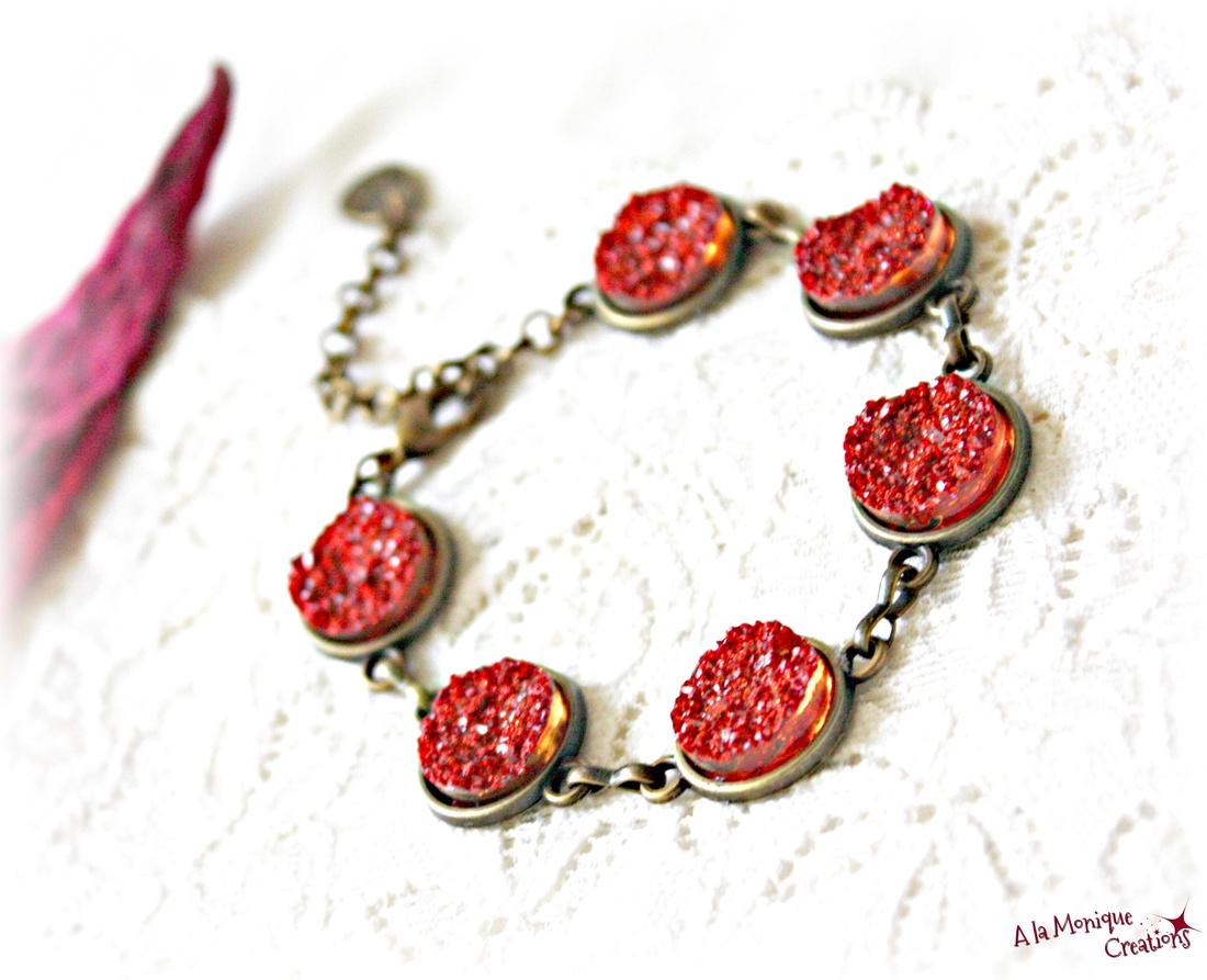 Bratara cu druzy portocaliu - bijuterii - brățări - brățări din mărgele - Artynos.ro