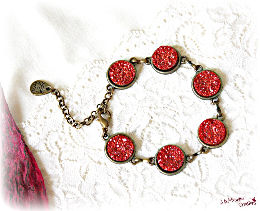 Bratara cu druzy portocaliu - bijuterii - brățări - brățări din mărgele - Artynos.ro