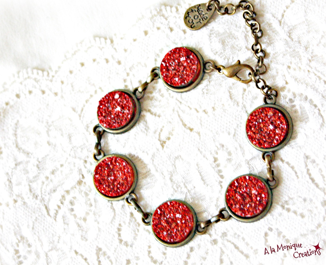 Bratara cu druzy portocaliu - bijuterii - brățări - brățări din mărgele - Artynos.ro