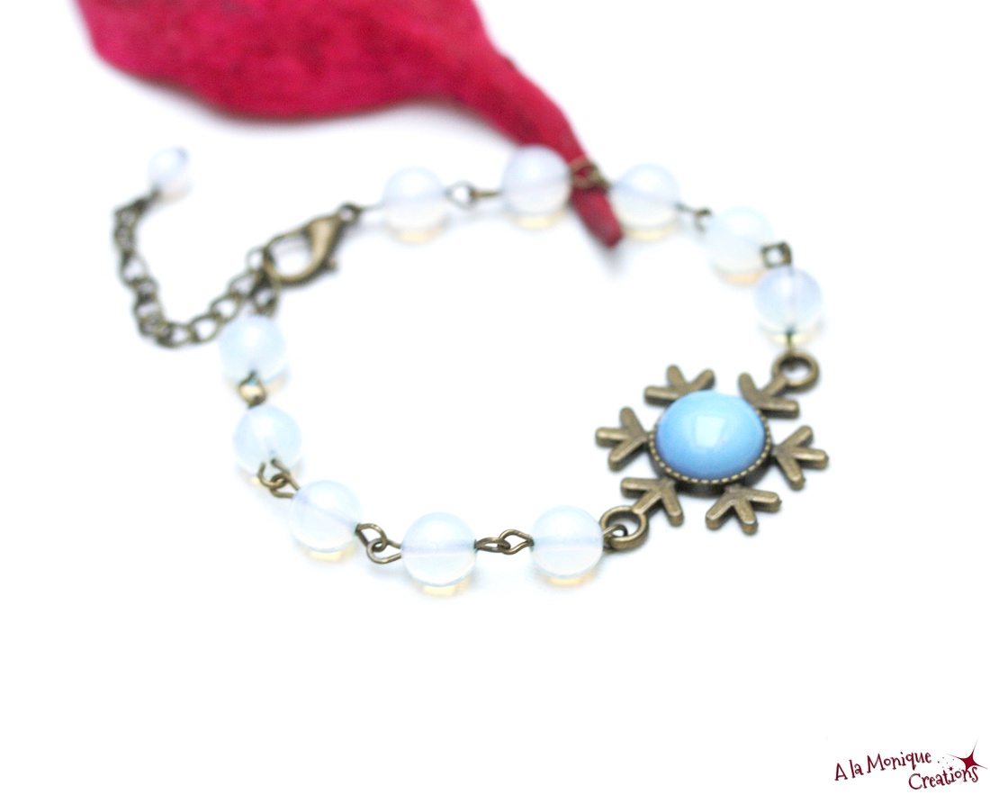 Bratara fulg de nea cu opalit - bijuterii - brățări - brățări din pietre semiprețioase - Artynos.ro