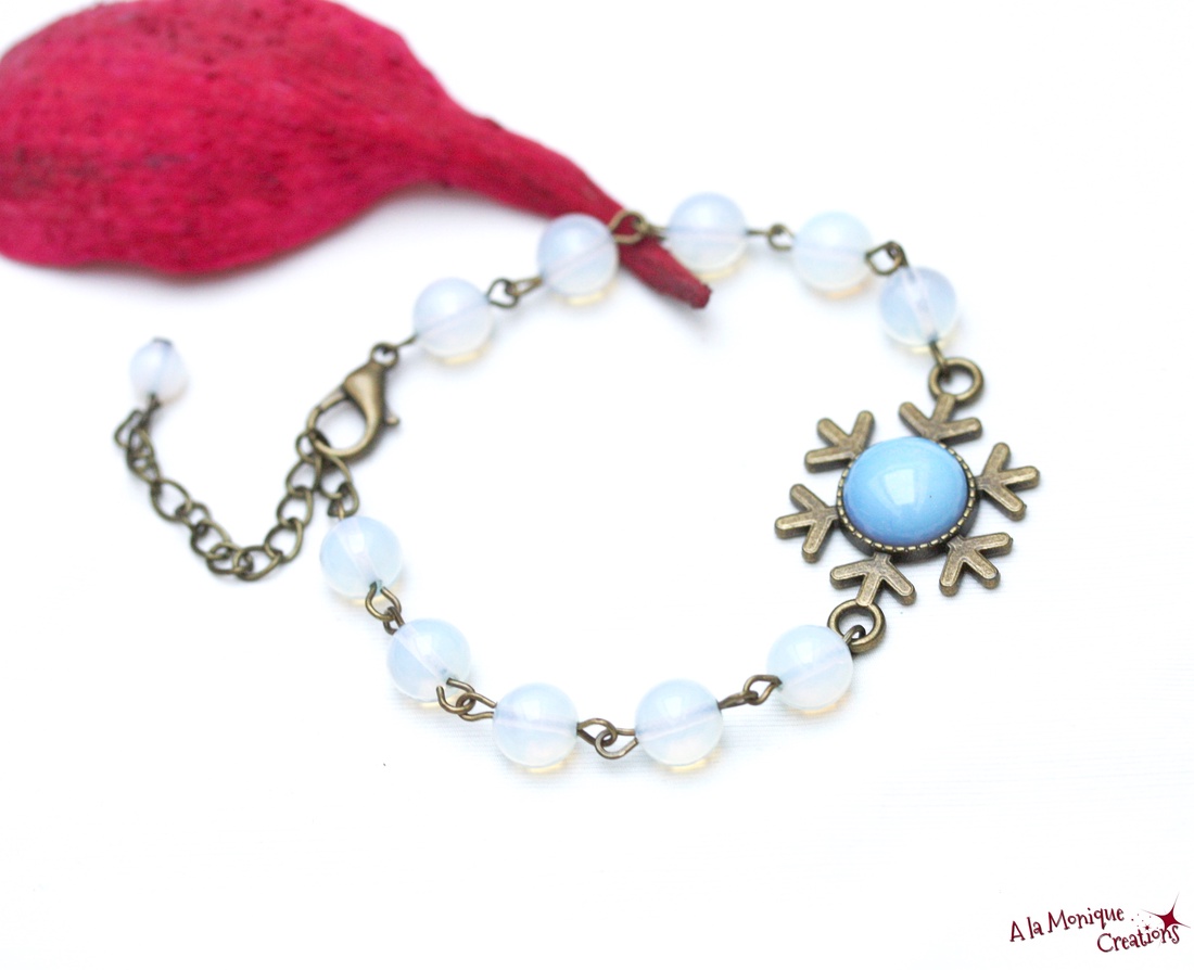 Bratara fulg de nea cu opalit - bijuterii - brățări - brățări din pietre semiprețioase - Artynos.ro