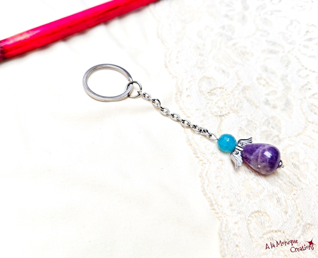Breloc cu inger si ametist - genți și portofele - accesorii genți - breloc - Artynos.ro