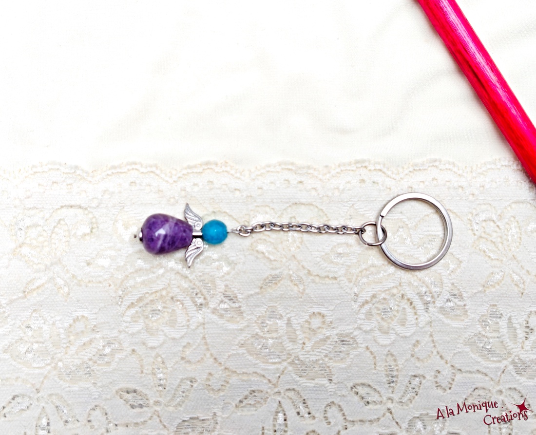 Breloc cu inger si ametist - genți și portofele - accesorii genți - breloc - Artynos.ro
