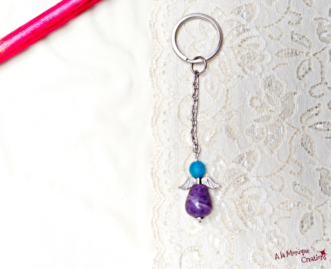 Breloc cu inger si ametist - genți și portofele - accesorii genți - breloc - Artynos.ro