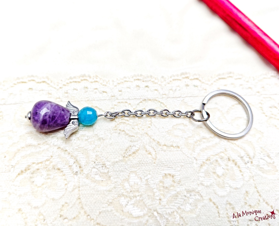 Breloc cu inger si ametist - genți și portofele - accesorii genți - breloc - Artynos.ro