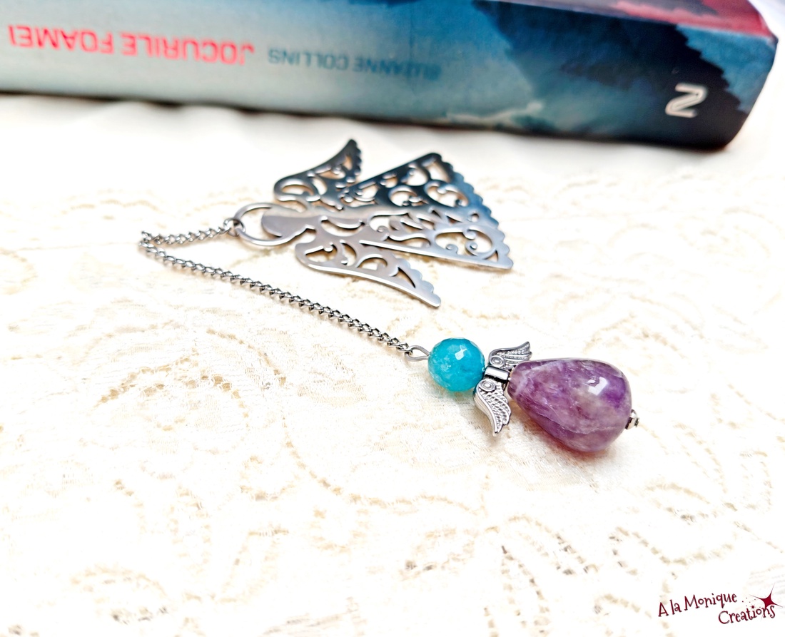 Semn de carte cu inger si ametist - cărți și creații cu tematică muzicală, cadouri - semn de carte - Artynos.ro