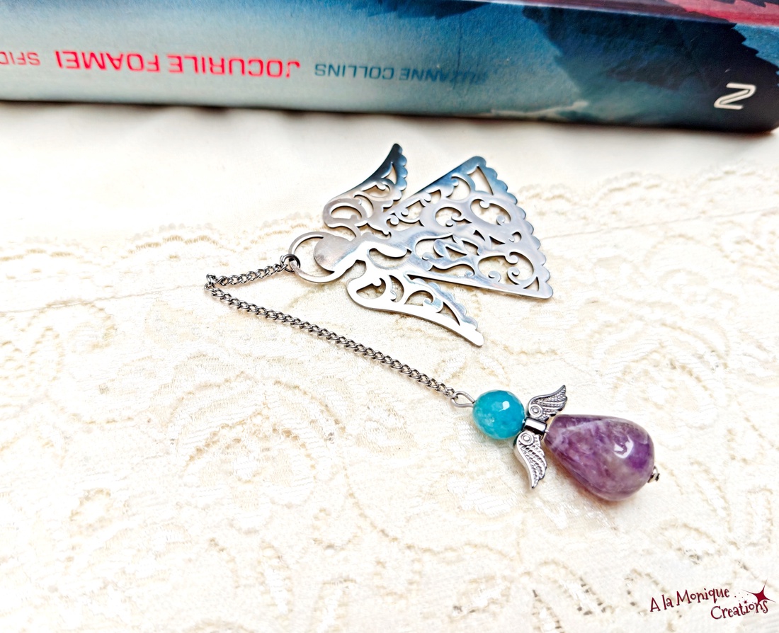 Semn de carte cu inger si ametist - cărți și creații cu tematică muzicală, cadouri - semn de carte - Artynos.ro