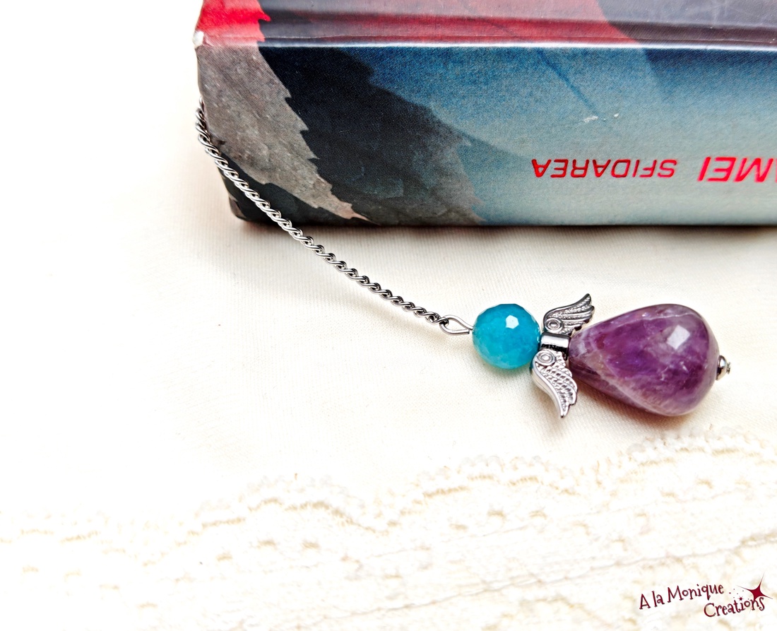 Semn de carte cu inger si ametist - cărți și creații cu tematică muzicală, cadouri - semn de carte - Artynos.ro