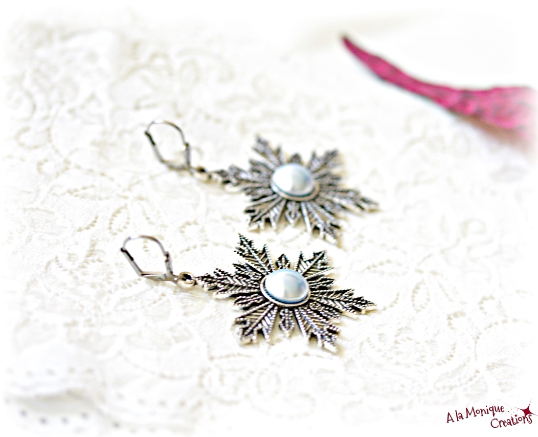 Cercei fulg de zapada albastru - bijuterii - cercei - cercei lungi - Artynos.ro