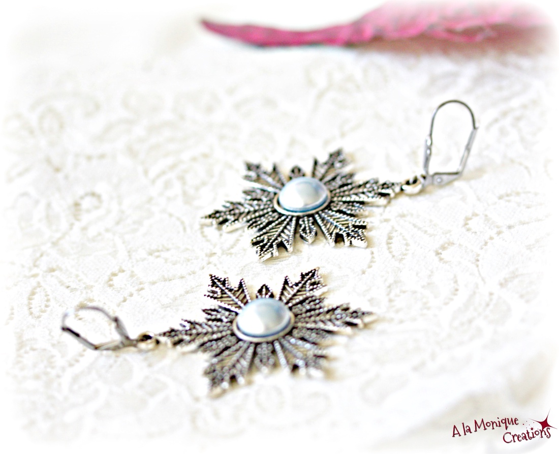 Cercei fulg de zapada albastru - bijuterii - cercei - cercei lungi - Artynos.ro