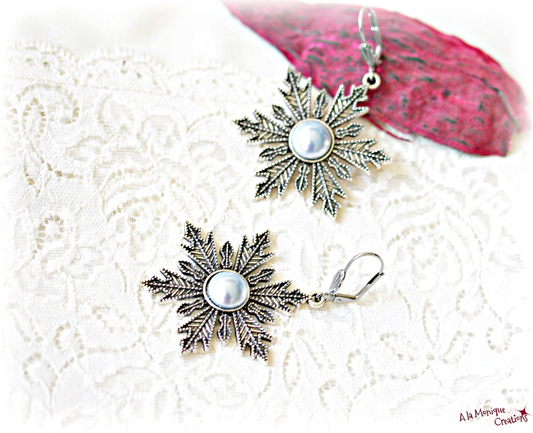 Cercei fulg de zapada albastru - bijuterii - cercei - cercei lungi - Artynos.ro