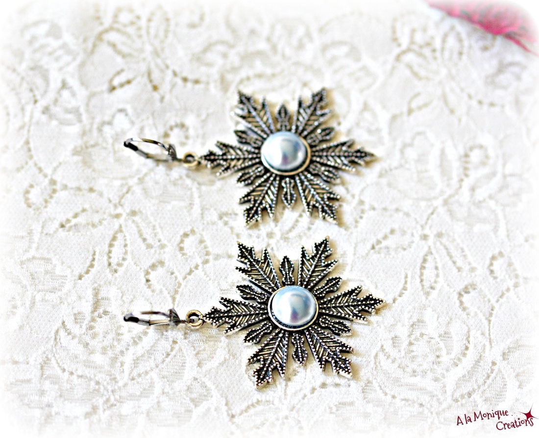 Cercei fulg de zapada albastru - bijuterii - cercei - cercei lungi - Artynos.ro