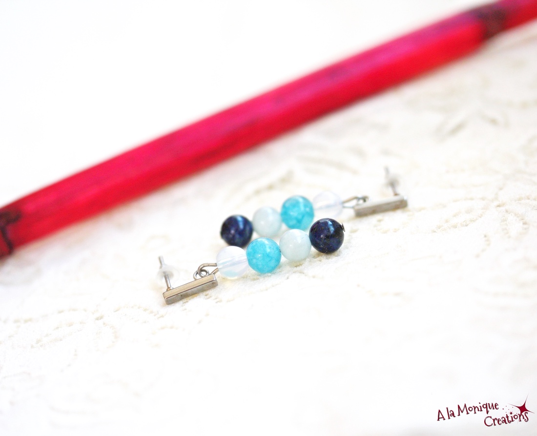 Cercei cu pietre albastre - bijuterii - cercei - cercei lungi - Artynos.ro