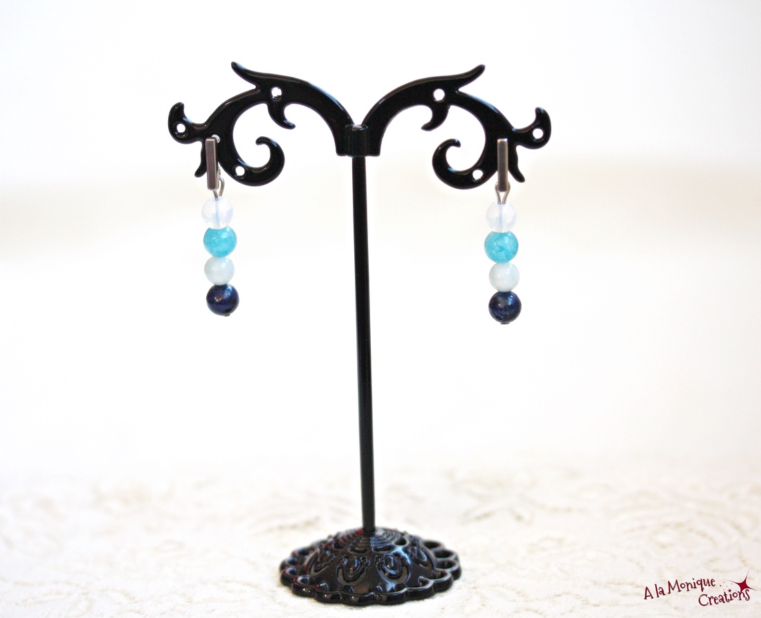 Cercei cu pietre albastre - bijuterii - cercei - cercei lungi - Artynos.ro