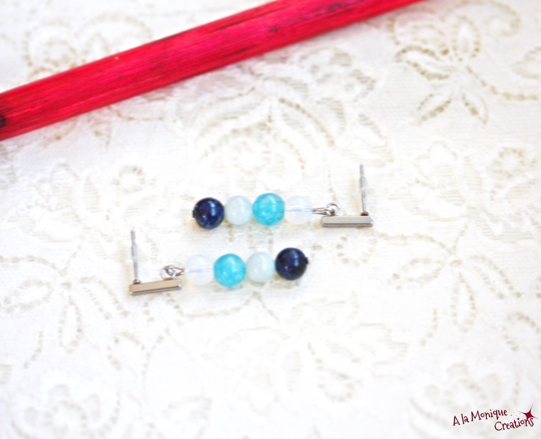 Cercei cu pietre albastre - bijuterii - cercei - cercei lungi - Artynos.ro