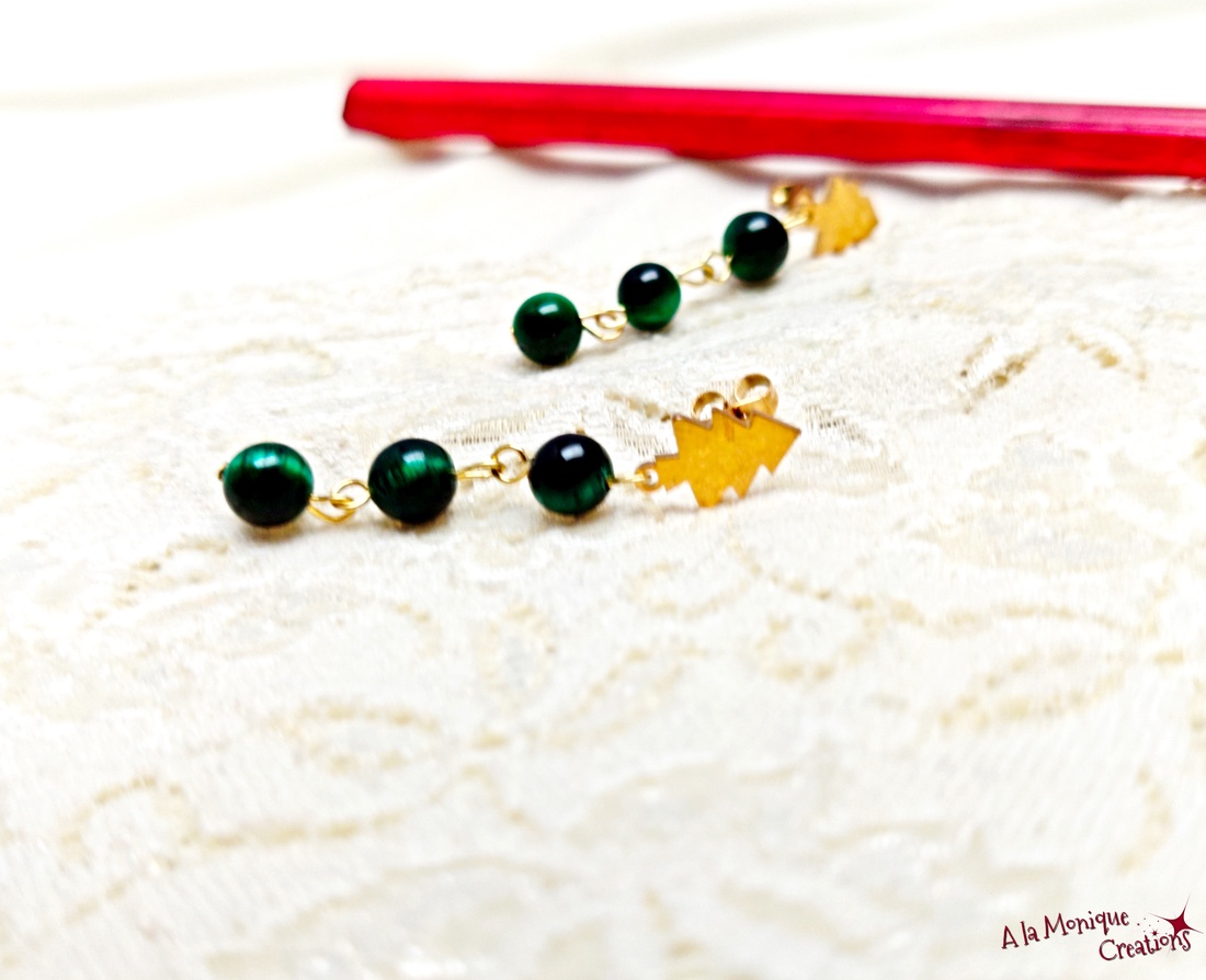 Cercei ochi de tigru si bradut - bijuterii - cercei - cercei din pietre semiprețioase - Artynos.ro