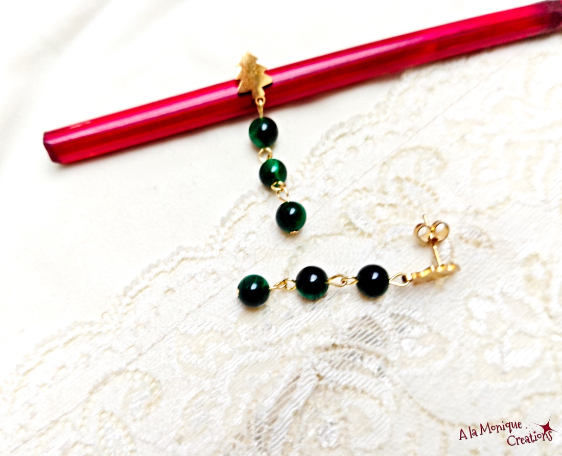 Cercei ochi de tigru si bradut - bijuterii - cercei - cercei din pietre semiprețioase - Artynos.ro