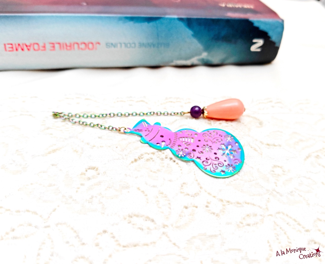 Semn de carte cu om de zapada si jad - cărți și creații cu tematică muzicală, cadouri - semn de carte - Artynos.ro