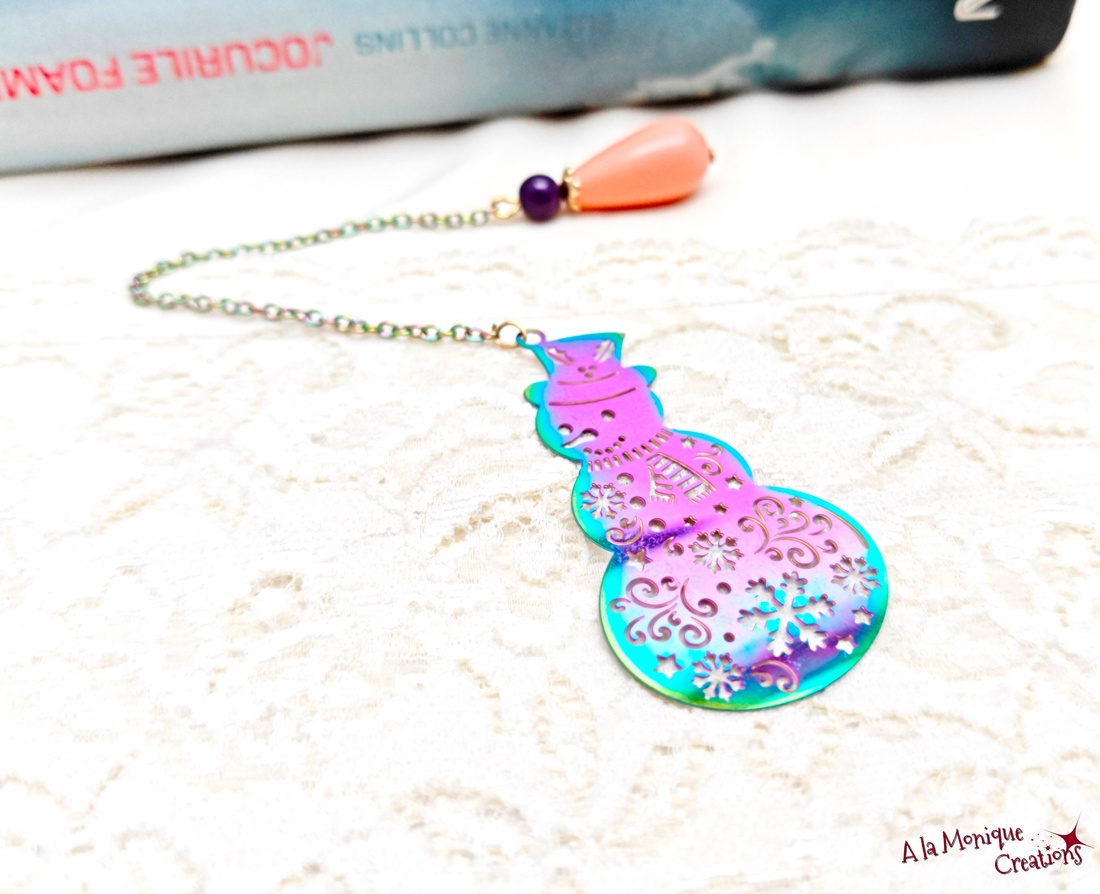 Semn de carte cu om de zapada si jad - cărți și creații cu tematică muzicală, cadouri - semn de carte - Artynos.ro