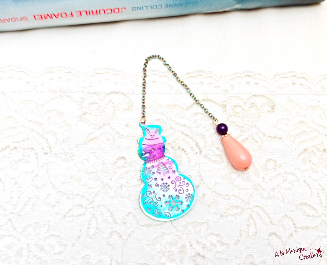 Semn de carte cu om de zapada si jad - cărți și creații cu tematică muzicală, cadouri - semn de carte - Artynos.ro