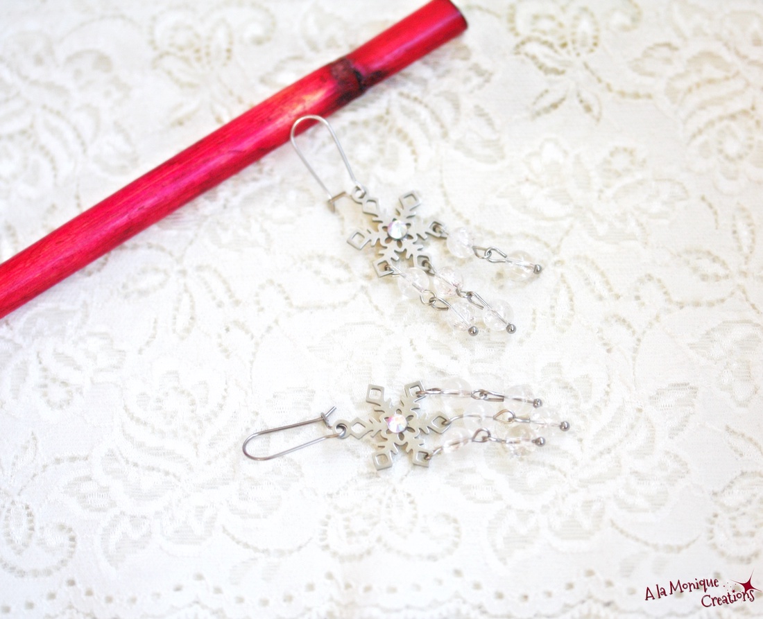 Cercei fulg de zapada si cristal de gheata - bijuterii - cercei - cercei din pietre semiprețioase - Artynos.ro