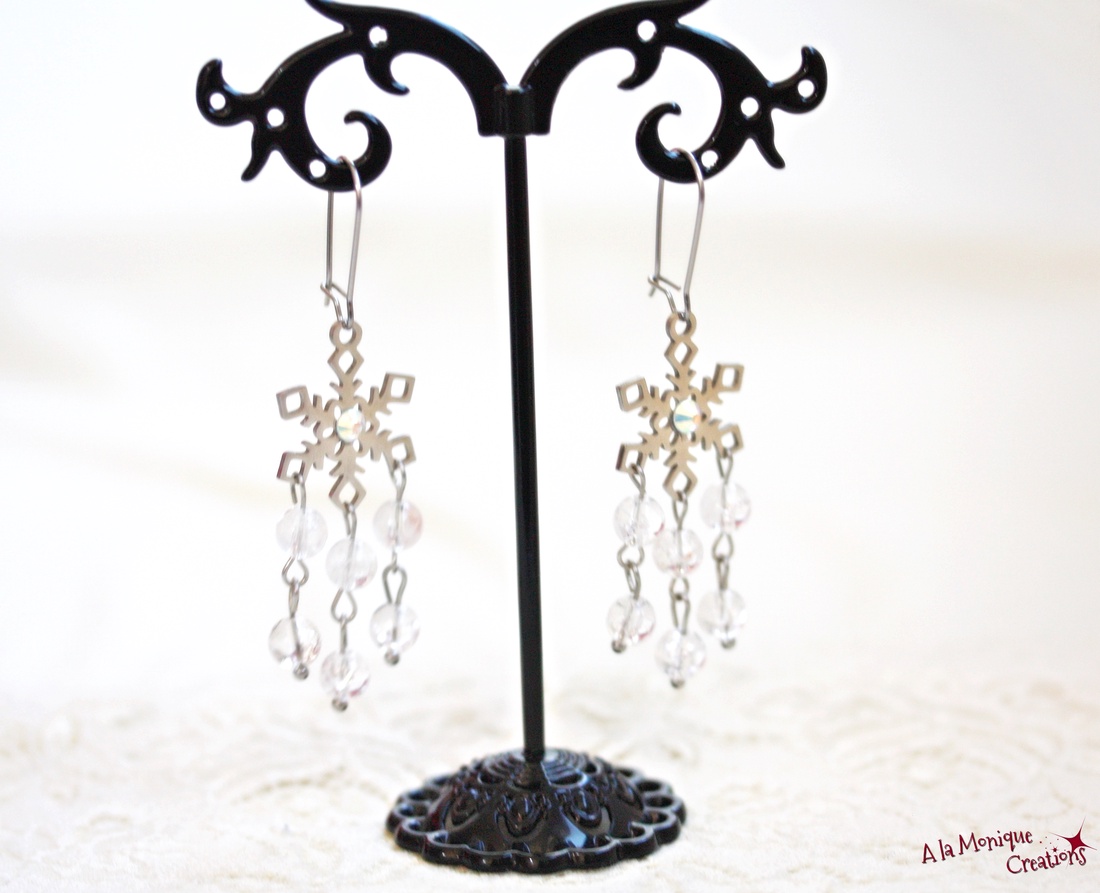 Cercei fulg de zapada si cristal de gheata - bijuterii - cercei - cercei din pietre semiprețioase - Artynos.ro