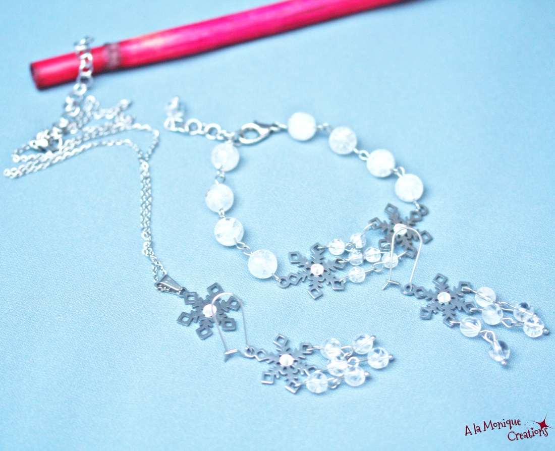 Cercei fulg de zapada si cristal de gheata - bijuterii - cercei - cercei din pietre semiprețioase - Artynos.ro