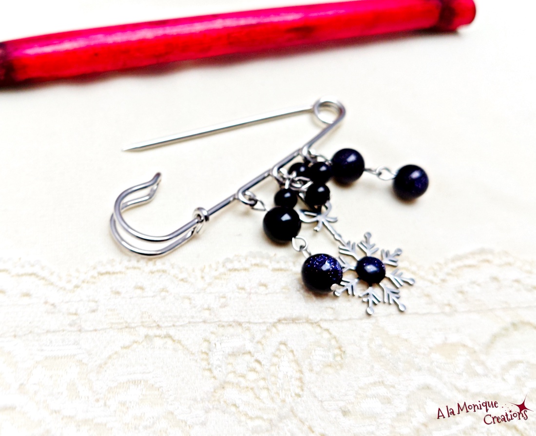 Brosa cu piatra soarelui si fulg de zapada - bijuterii - broșe - Artynos.ro