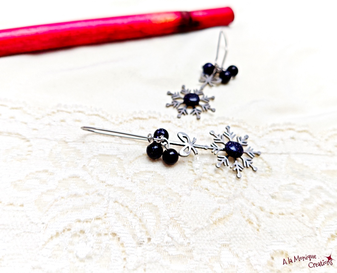 Cercei cu piatra soarelui si fulg de zapada - bijuterii - cercei - cercei din pietre semiprețioase - Artynos.ro