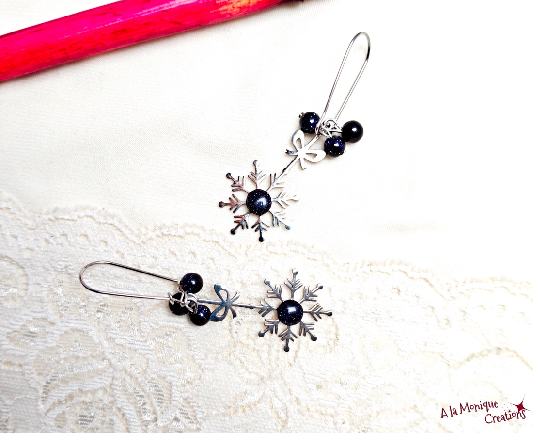 Cercei cu piatra soarelui si fulg de zapada - bijuterii - cercei - cercei din pietre semiprețioase - Artynos.ro