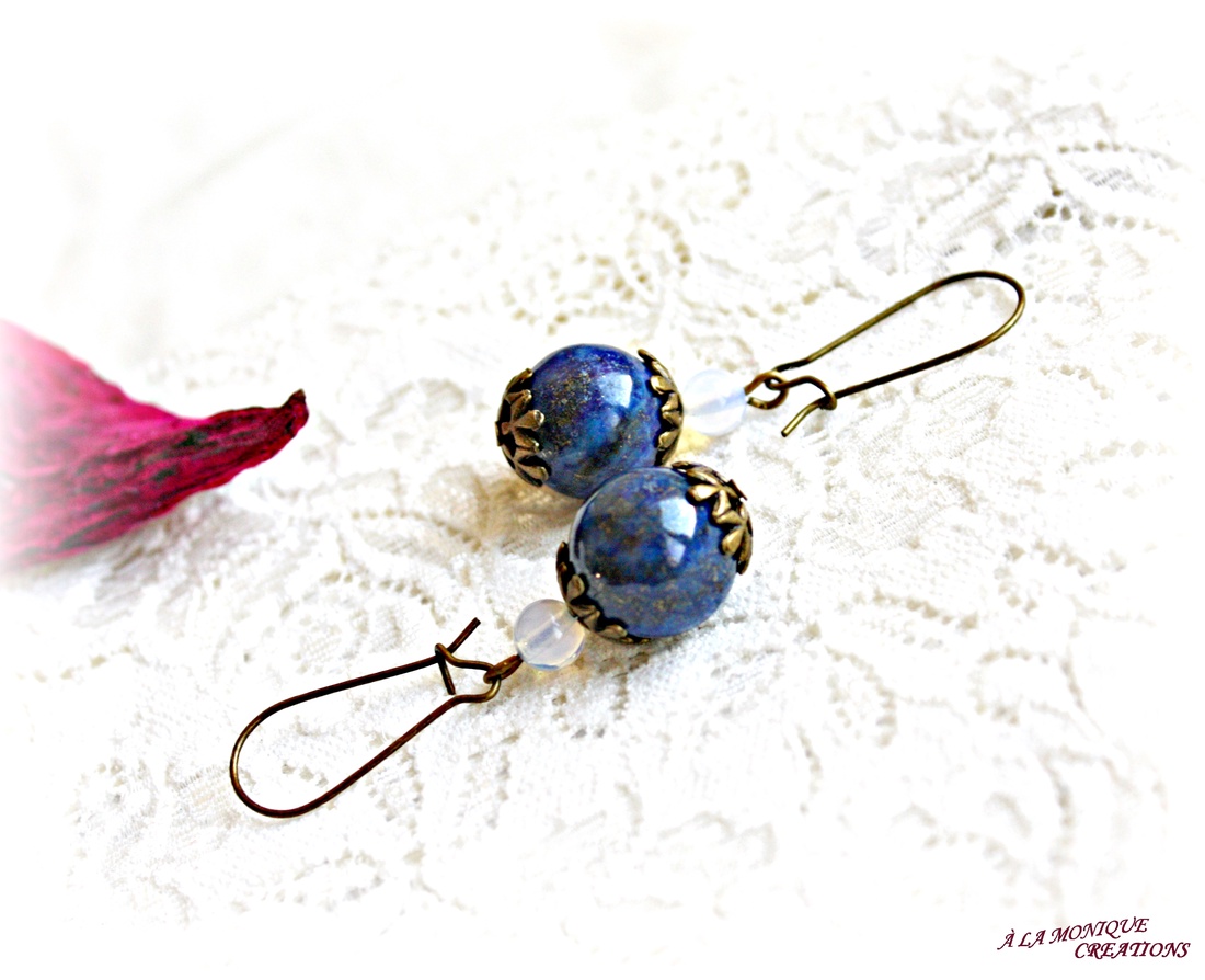 Cercei cu lapis lazuli si opalit - bijuterii - cercei - cercei din pietre semiprețioase - Artynos.ro
