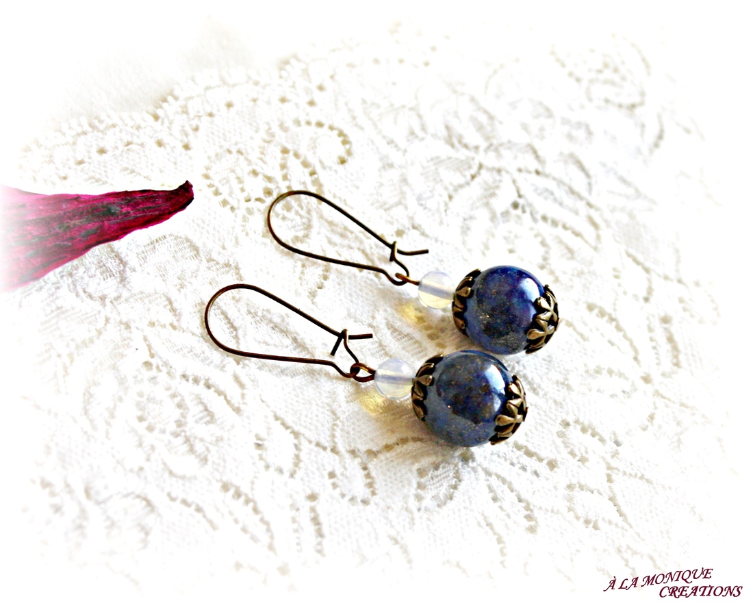 Cercei cu lapis lazuli si opalit - bijuterii - cercei - cercei din pietre semiprețioase - Artynos.ro