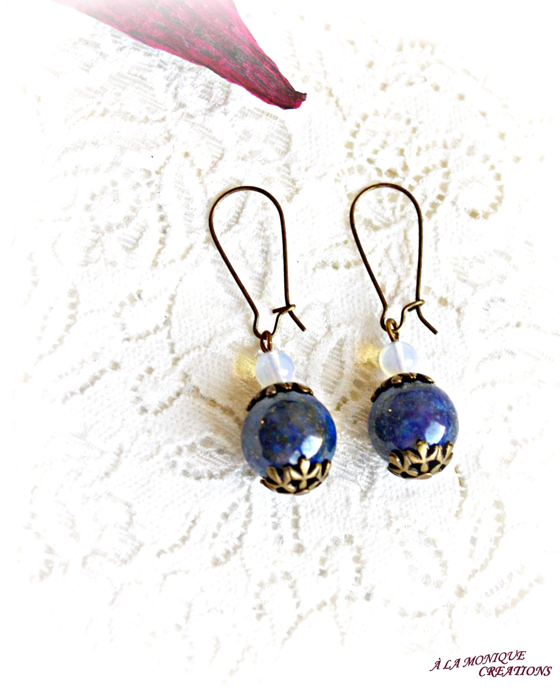 Cercei cu lapis lazuli si opalit - bijuterii - cercei - cercei din pietre semiprețioase - Artynos.ro