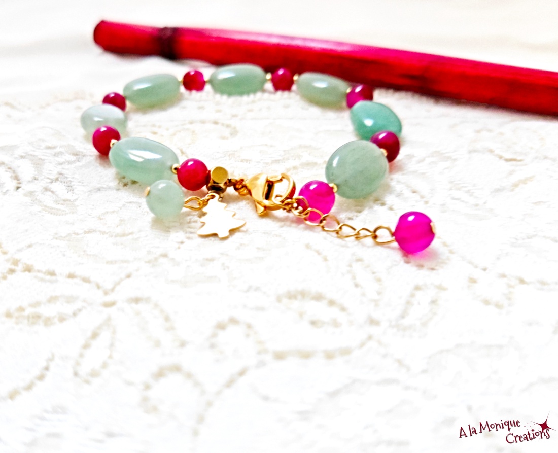 Bratara cu bradut, aventurin si agate - bijuterii - brățări - brățări din pietre semiprețioase - Artynos.ro