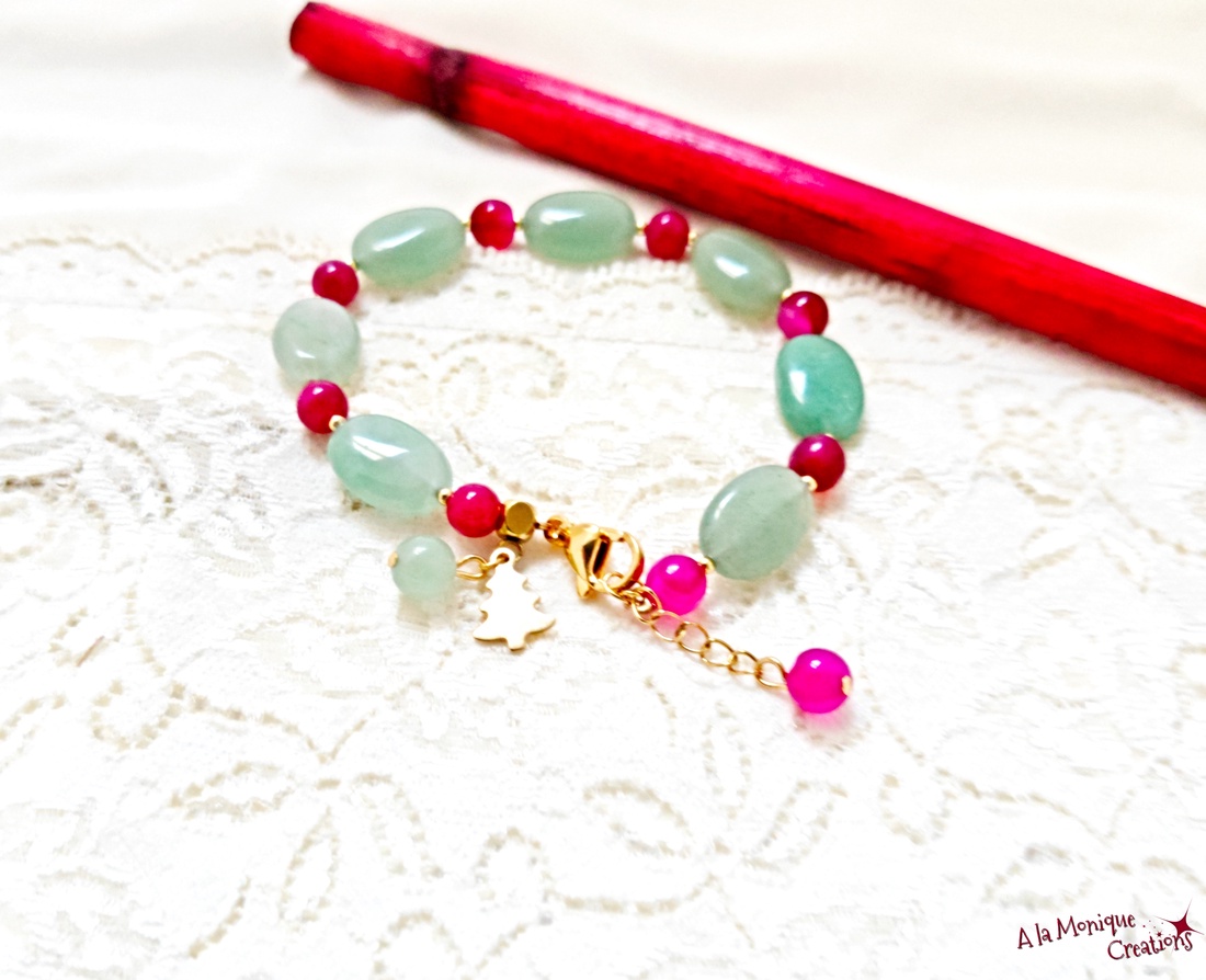 Bratara cu bradut, aventurin si agate - bijuterii - brățări - brățări din pietre semiprețioase - Artynos.ro