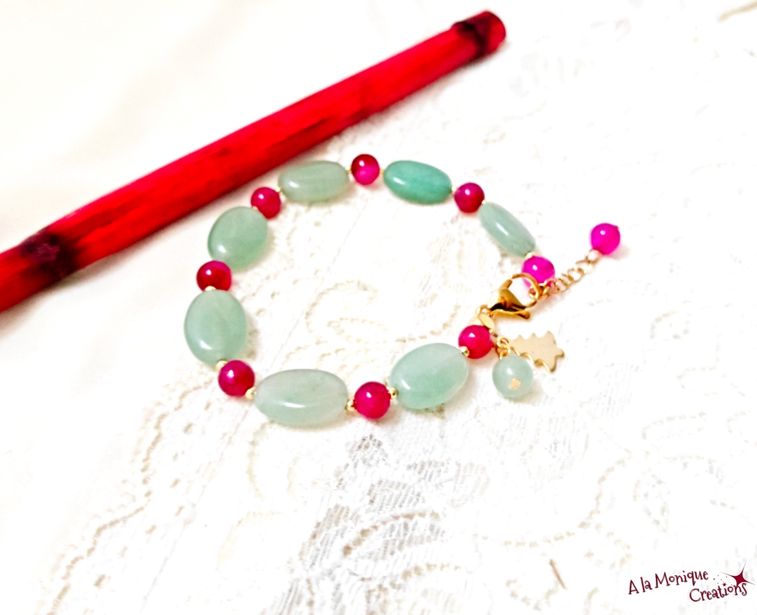 Bratara cu bradut, aventurin si agate - bijuterii - brățări - brățări din pietre semiprețioase - Artynos.ro