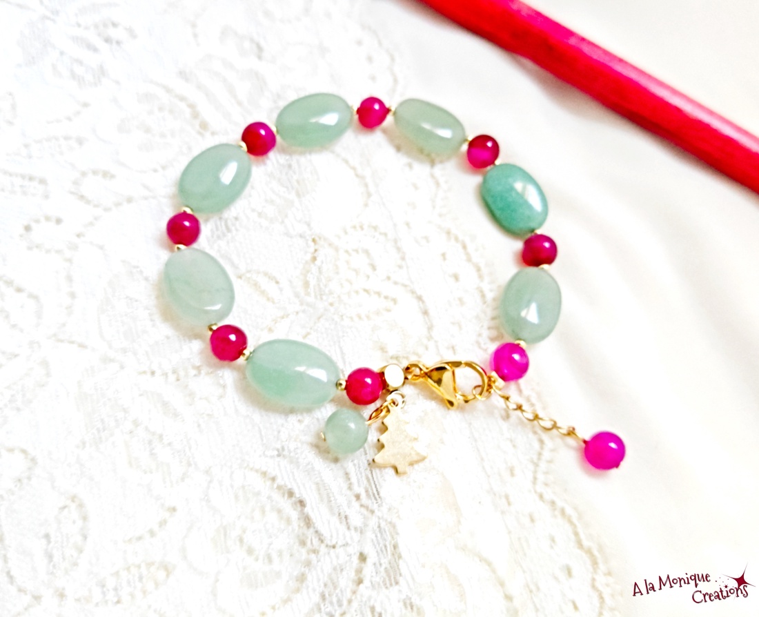 Bratara cu bradut, aventurin si agate - bijuterii - brățări - brățări din pietre semiprețioase - Artynos.ro