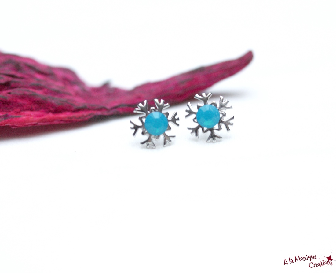 Cercei fulg bleu de argint - bijuterii - cercei - cercei din argint - Artynos.ro