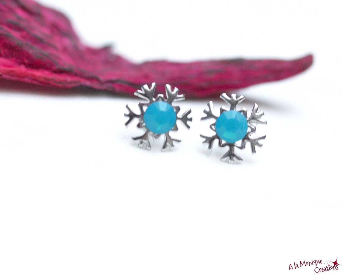 Cercei fulg bleu de argint - bijuterii - cercei - cercei din argint - Artynos.ro