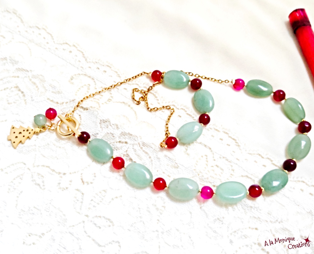 Colier cu bradut aventurin si agate - bijuterii - coliere - coliere din pietre semiprețioase - Artynos.ro