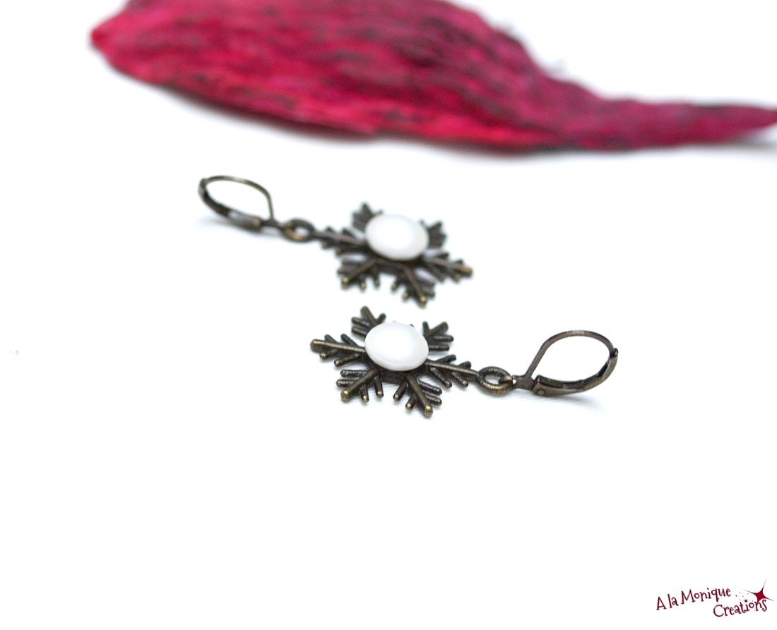 Cercei fulg de zapada alb - bijuterii - cercei - cercei din pietre semiprețioase - Artynos.ro