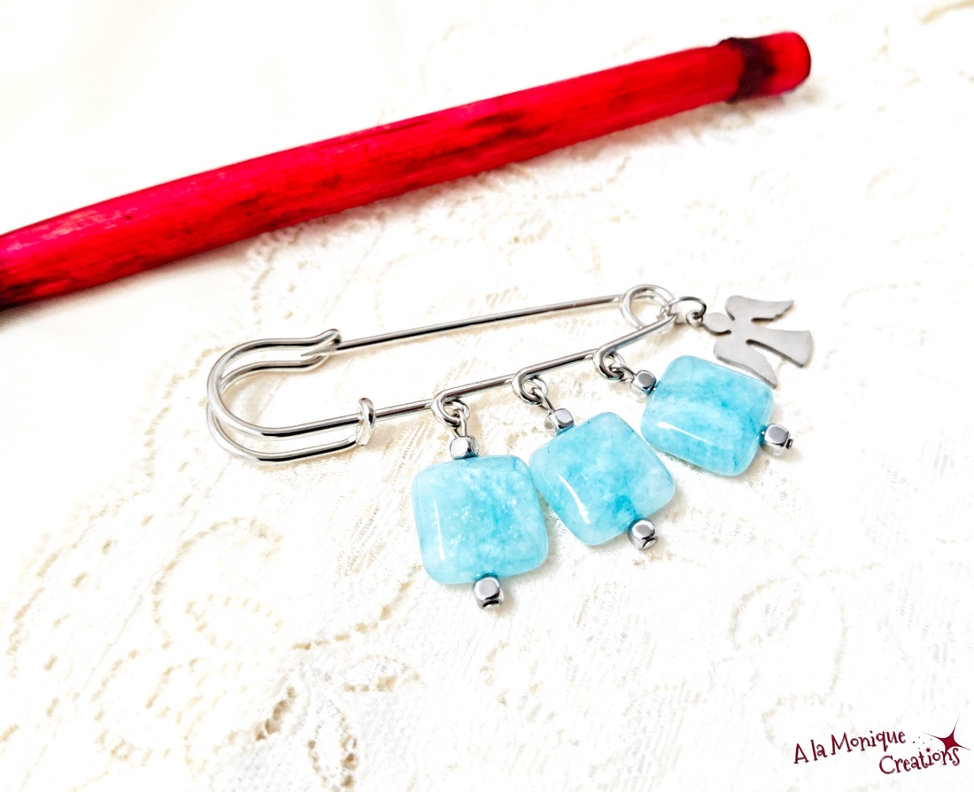 Brosa cu angelit si ingeras - bijuterii - broșe - Artynos.ro